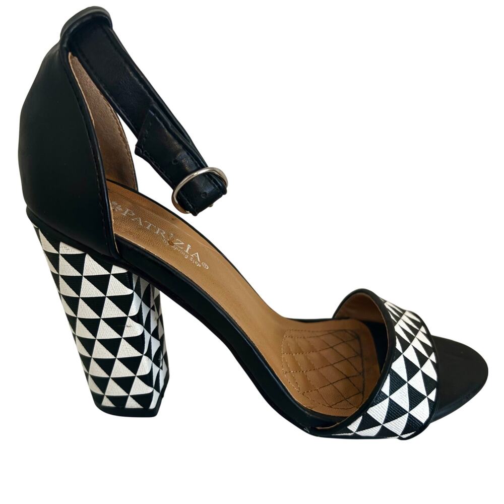 Patrizia by Spring Step Houndstooth Harlequin Check Block Heel Shoes Sandals